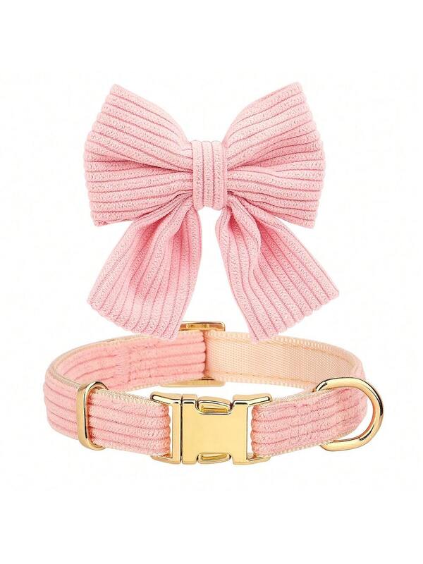 Luxury Corduroy Pet Set: Harness, Bowtie Collar & Leash Combo