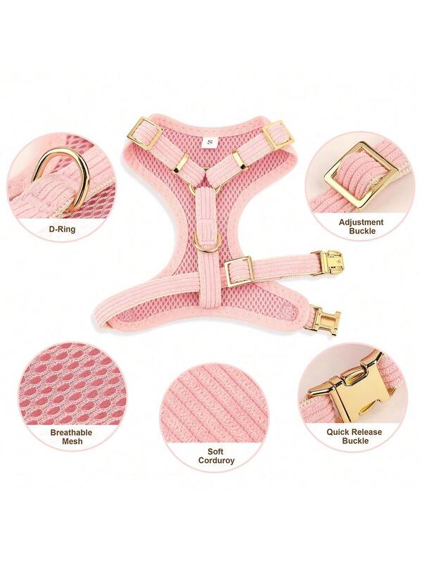 Luxury Corduroy Pet Set: Harness, Bowtie Collar & Leash Combo