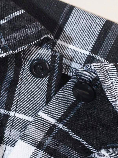 Gentleman’s Plaid Shirt: Black & White Tuxedo with Red Bowtie