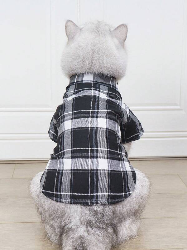 Gentleman’s Plaid Shirt: Black & White Tuxedo with Red Bowtie