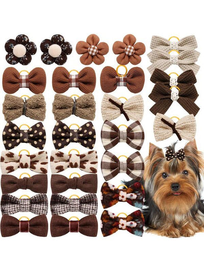 Pieces Classic Flower &amp; Bow Grooming Set: Elegant Pet Headbands