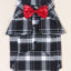 Gentleman’s Plaid Shirt: Black & White Tuxedo with Red Bowtie