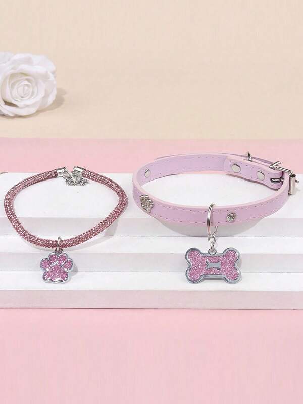 Elegant and fashionable rhinestone claw pendant necklace, suitable for cats and dogs, for wearing at home and outdoors.