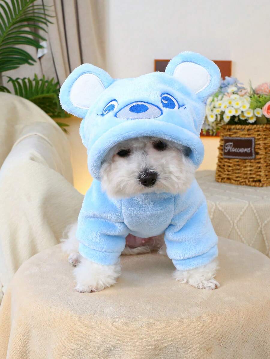 Cute Bear Ears Hoodie for Pet Dogs/Cats, Soft and Comfortable Plush, Suitable for Dogs and Cats, Blue
