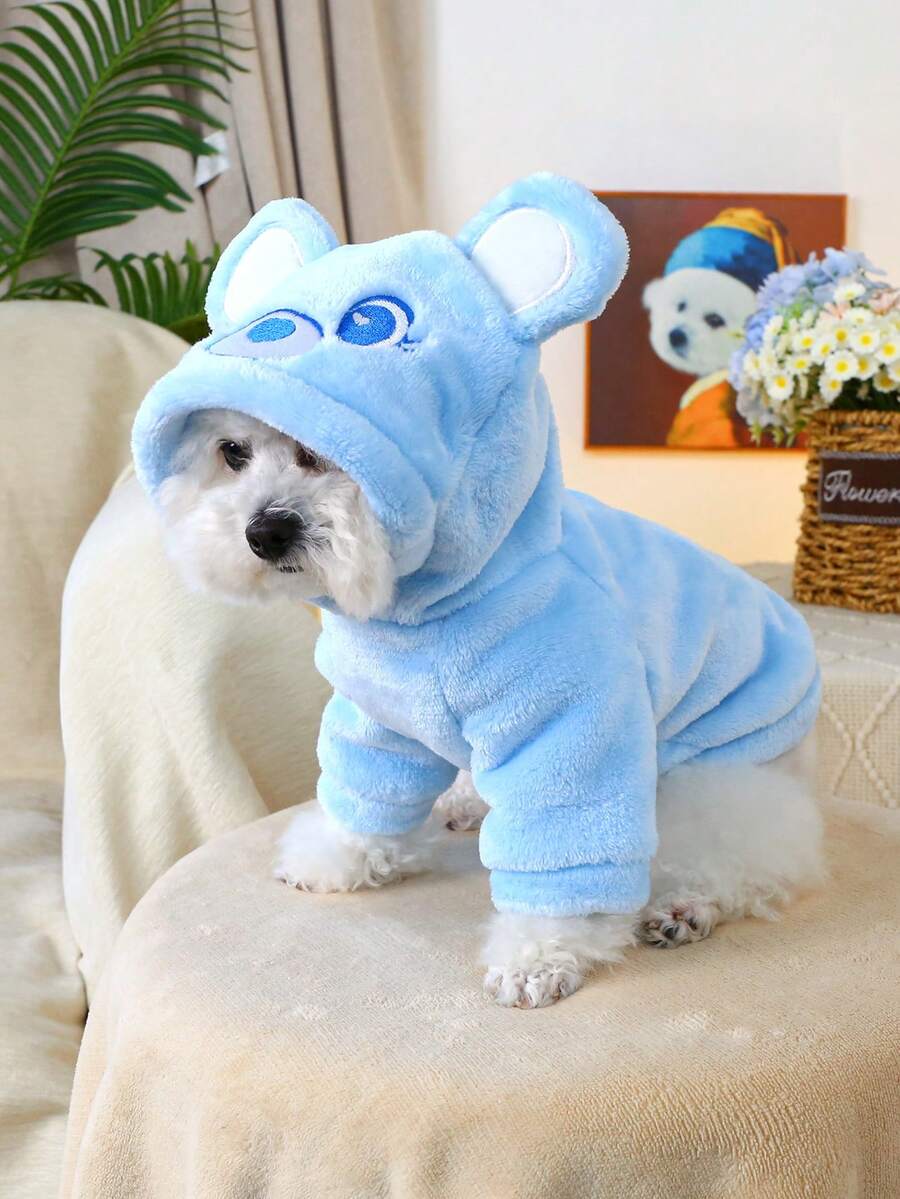 Cute Bear Ears Hoodie for Pet Dogs/Cats, Soft and Comfortable Plush, Suitable for Dogs and Cats, Blue