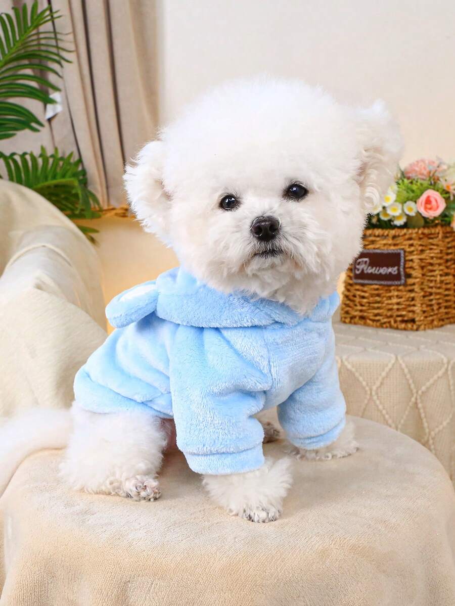 Cute Bear Ears Hoodie for Pet Dogs/Cats, Soft and Comfortable Plush, Suitable for Dogs and Cats, Blue