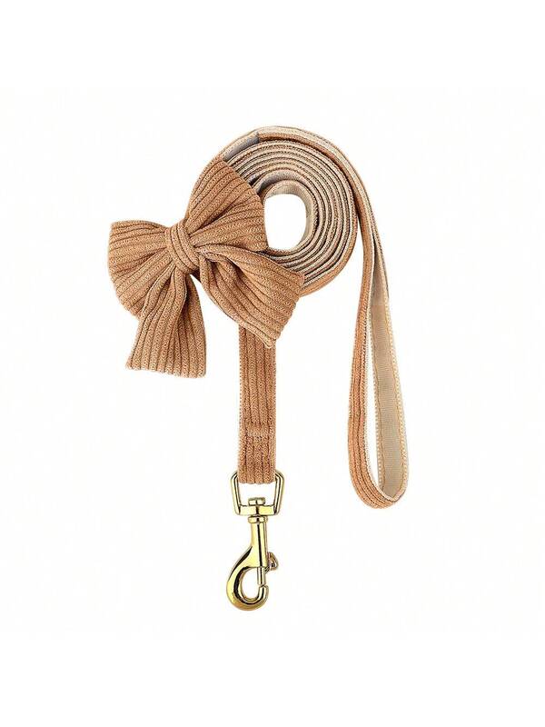 Luxury Corduroy Pet Set: Harness, Bowtie Collar & Leash Combo