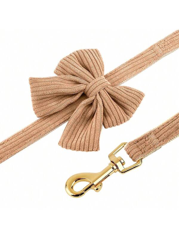 Luxury Corduroy Pet Set: Harness, Bowtie Collar & Leash Combo