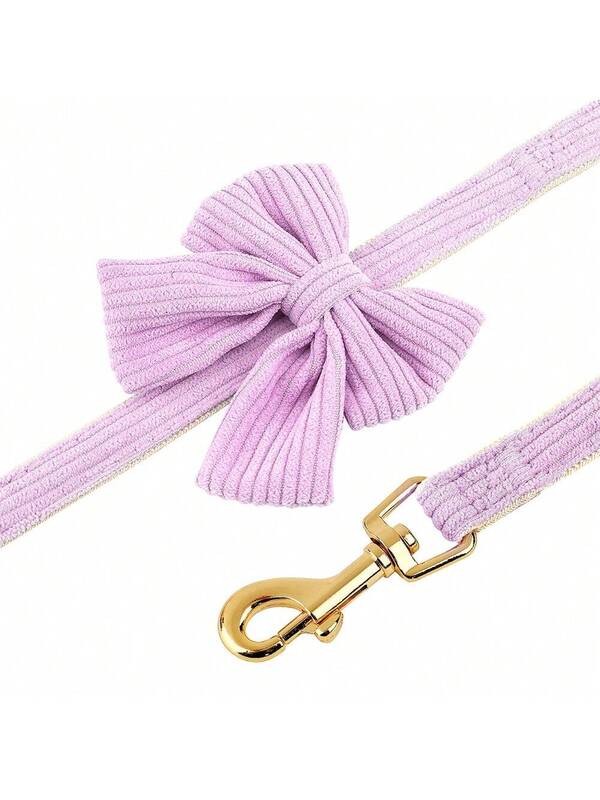 Luxury Corduroy Pet Set: Harness, Bowtie Collar & Leash Combo