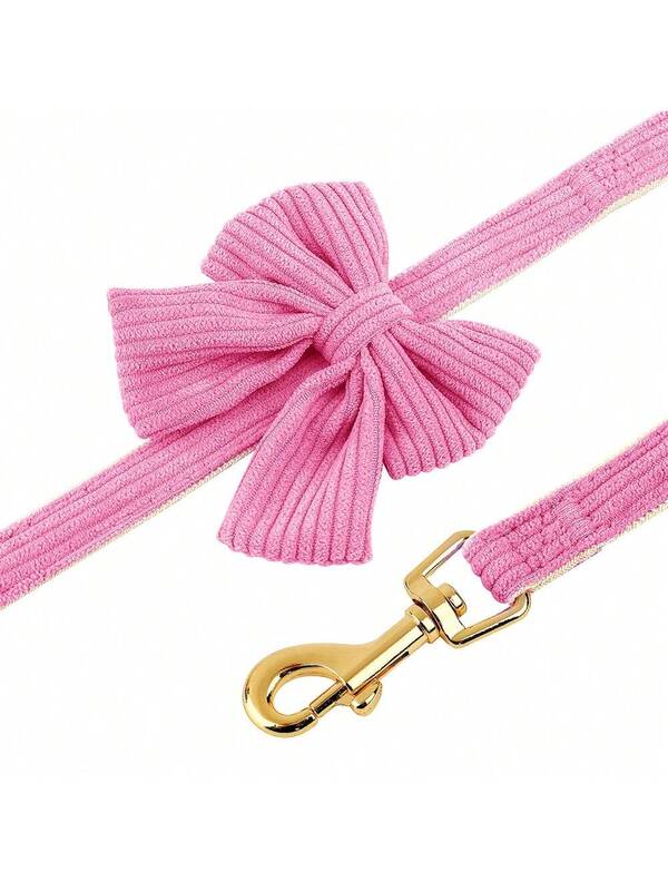 Luxury Corduroy Pet Set: Harness, Bowtie Collar & Leash Combo