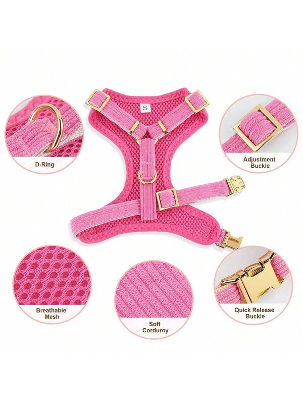 Luxury Corduroy Pet Set: Harness, Bowtie Collar & Leash Combo