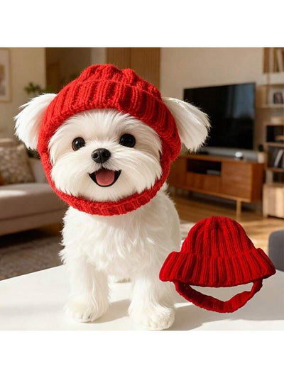 Cozy Knit Winter Beanie: Ear-Free Warmth for Dogs &amp; Cats