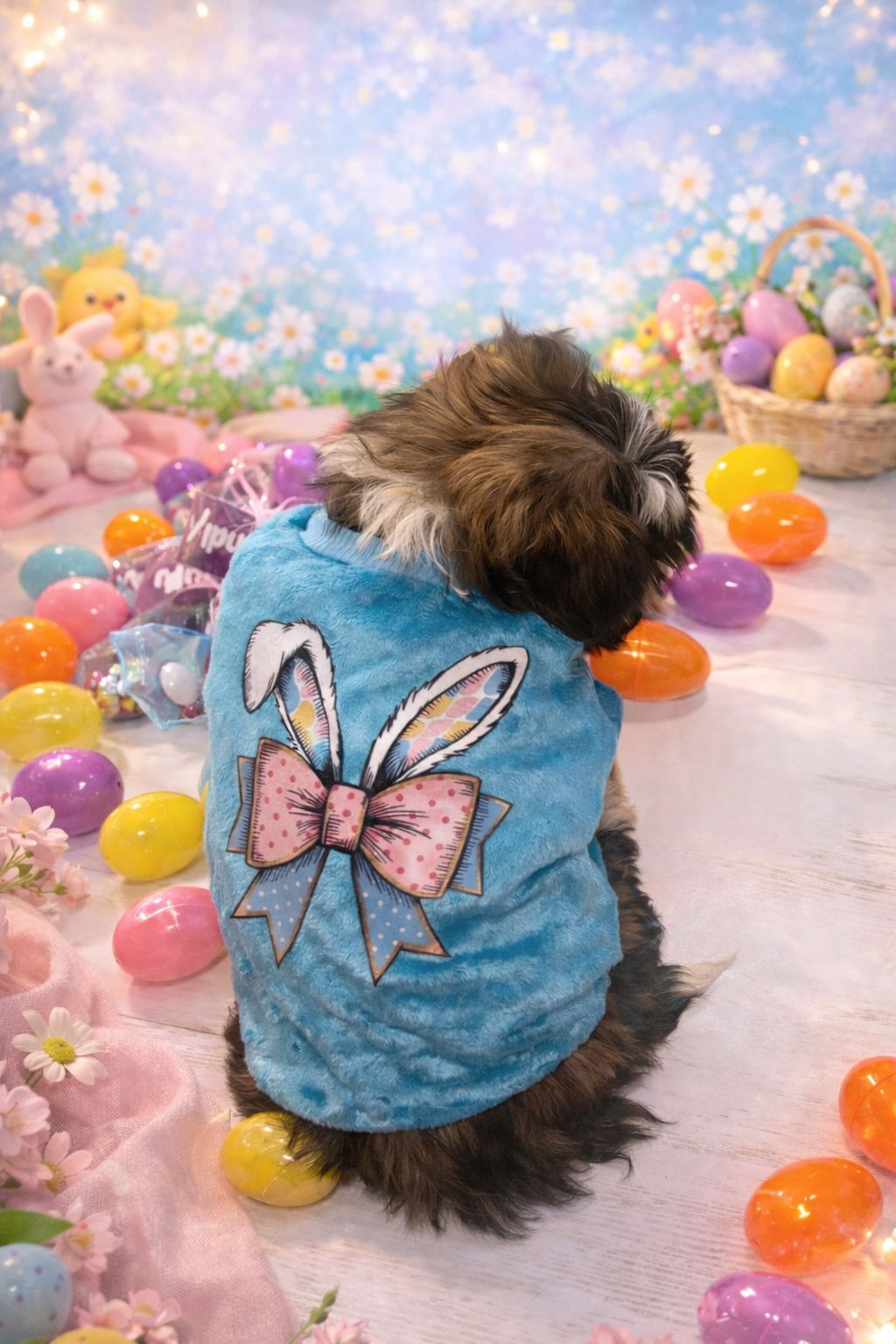 "Happy Easter" Celebration Tee: Vibrant Bunny Print Pet Shirt Puppy
