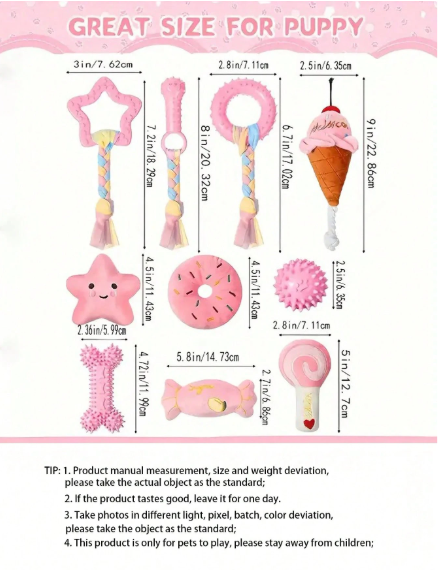 7-Piece Premium Puppy Play Set: Squeaky &amp; TPR Interactive Toys