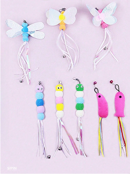 Ultimate Interactive Cat Teaser Refill Set: 7-Piece Bug &amp; Butterfly Collection