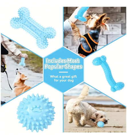 7-Piece Premium Puppy Play Set: Squeaky &amp; TPR Interactive Toys